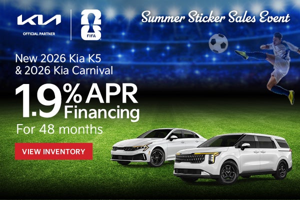 New 2026 Kia K5 and 2026 Kia Carnival 